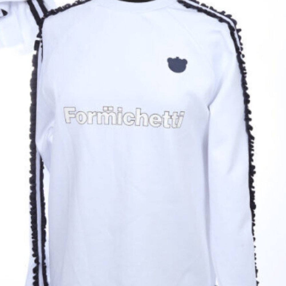 Nicopanda SS18 Optic White Navy/Black Ruffled Trim Formichetti Crewneck